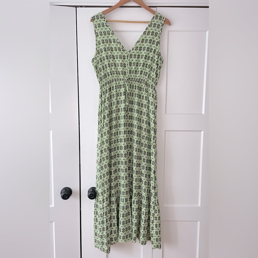 SHEIN LUNE Women Fashionable Printed Sleeveless V-Neck Dress Green 8/10 … - Picture 6 of 12